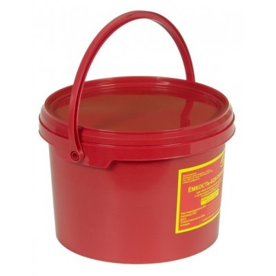 Бак для сбора, хранения и перевозки медицинских отходов (многоразовый с крышкой) 12 л красный