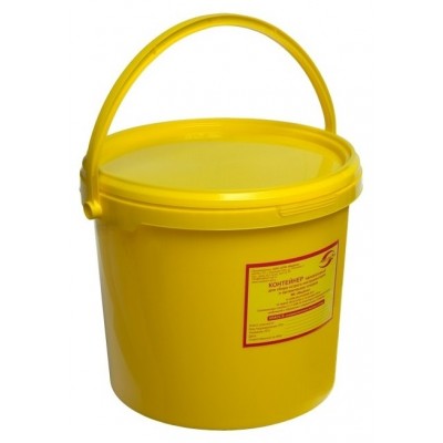 Емкость-контейнер одноразовая (желтого цвета) (для сбора органических отходов класса Б), 6,0 л., с индикатором вскрытия.
