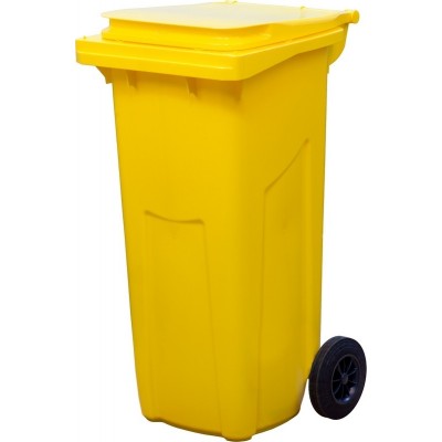 Мусорный контейнер желтый, 120 литров с педалью
